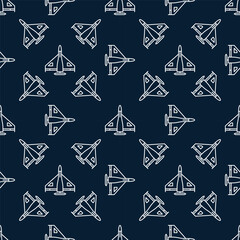 Wall Mural - Kamikaze Drone vector concept line seamless pattern - Combat Military Drone background