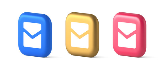 Poster - Email letter incoming message closed envelope mobile application button 3d realistic icon