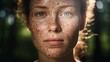 A portrait photography of a woman with skin disorder - AI generated image