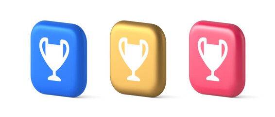Poster - Cup trophy award best win achievement button first place game online connection 3d icon