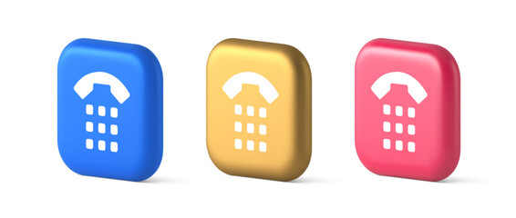 Poster - Phone call button application handset mobile contact communication 3d realistic icon