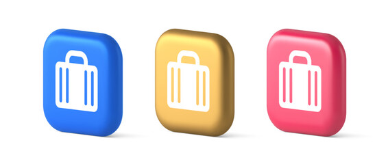 Poster - Suitcase baggage briefcase button office business accessory travel tourism element 3d icon