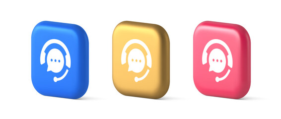 Poster - Customer support live chat service button information messaging consulting 3d icon