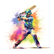 © PixelHD - Cricket player colorful splash art