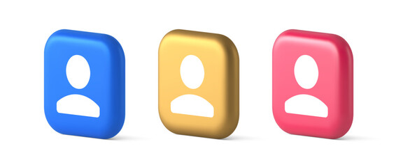 Poster - User person human contact button cyberspace account information web app 3d realistic icon