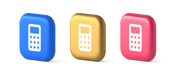 Poster - Calculator button mathematical number counting web application design 3d realistic icon