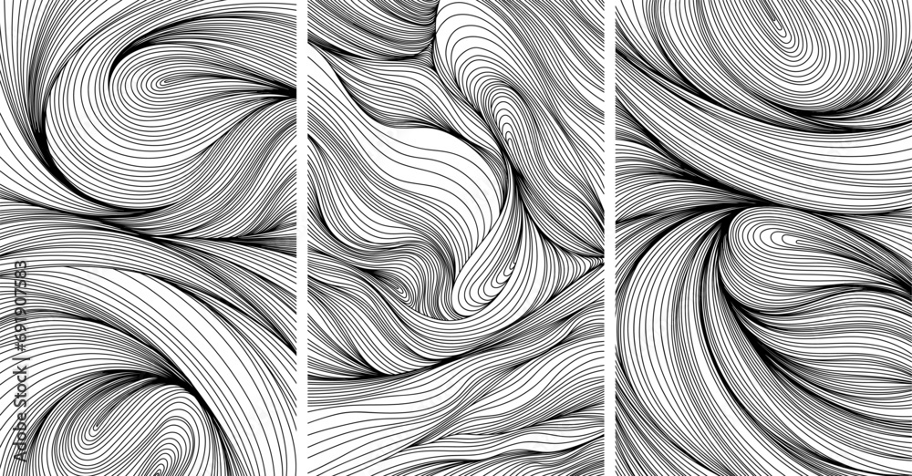 Backdrop cover layout template. Wavy curved line backgrounds collection ...