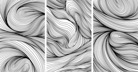 Wall Mural - Backdrop cover layout template. Wavy curved line backgrounds collection.