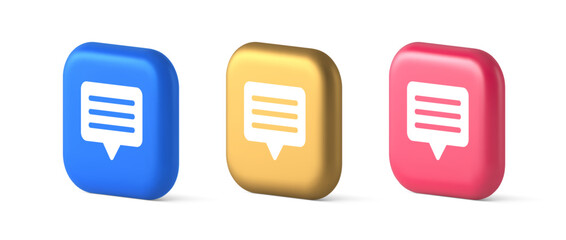 Poster - Chat box button social networks texting internet communication 3d icon