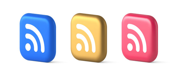Poster - Wifi available access button wireless internet connection signal 3d realistic icon