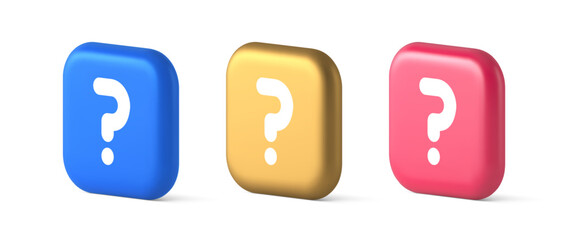 Poster - Question mark button advise attention answer FAQ point internet info support 3d icon