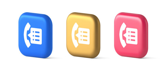 Poster - Phonebook handset important contact list info button phone call communication 3d icon