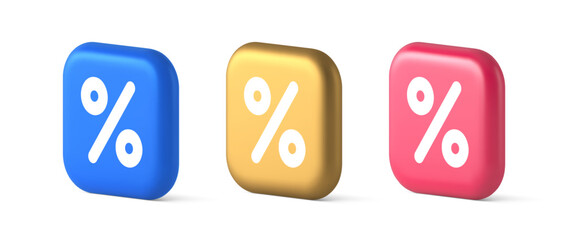 Poster - Percent button mathematical counting financial business investment 3d realistic icon