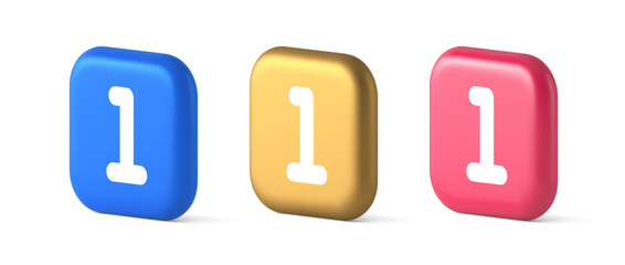 Poster - One number button finance counting panel keyboard user interface 3d realistic icon