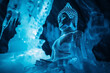 Buddha Statue in der Landschaft - Eishöhle mit Figur aus Eis