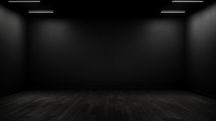 Blank black studio. black background studio. Generative AI.