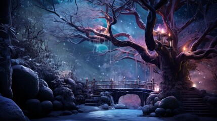 Wall Mural - beautiful mystical colorful fantasy forest landscape