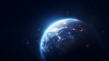 planet earth from space with sunlight