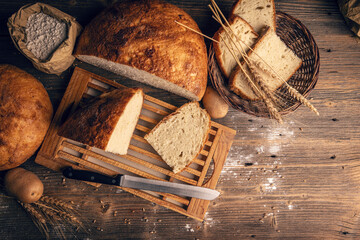 Wall Mural - Fresh bread, flour and wheat