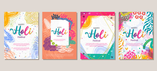 Wall Mural - Holi festival Poster Template Collection. for cover, flyer, social media. vector illustration