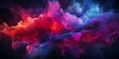 Rauch und Nebel in leuchtenden bunten Neon Farben als Hintergrundmotiv für Webdesign im Querformat für Banner, ai generativ