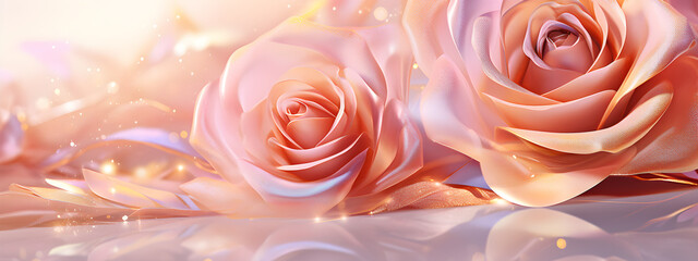 Sticker - Colorful glossy rose background illustration,