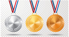 Golden, Silver And Bronze Medals, Vector Illustration