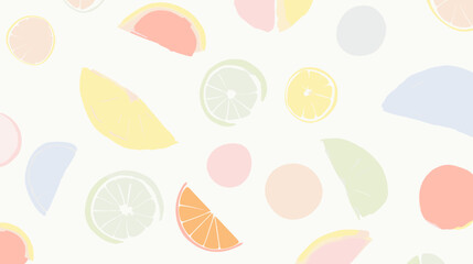 Wall Mural - Pastel citrus pattern -  Minimalist  Wallpaper Background. Pastel poster, card, banner backdrop.