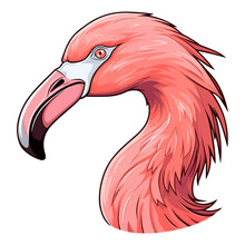 Flamingo Portrait Sticker, Flamingo Head Mascot Logo Illustration, Flamingo Character, Generative Ai
