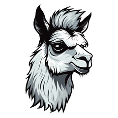 llama Portrait Sticker, Alpaca mascot logo illustration, llama character, generative ai