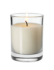 Wall Mural - White burning candle in glass.