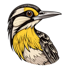 Sticker - Western Meadowlark perched Portrait Sticker, Western Meadowlark perched head mascot logo illustration, Western Meadowlark perched character, generative ai