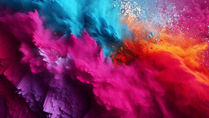 Wall Mural - Colorful dust. An explosion of particles of bright colors. Colored background with lots of dust of different colors, explosion of colors.