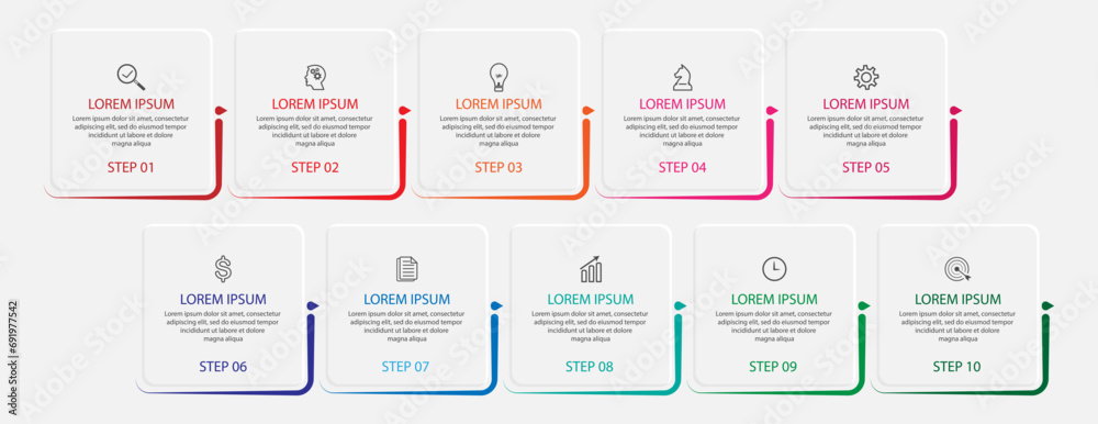 Image vectorielle Stock Simple infographic 10 parts or options. thin ...