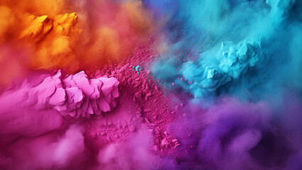 Wall Mural - Colorful dust. An explosion of particles of bright colors. Colored background with lots of dust of different colors, explosion of colors.
