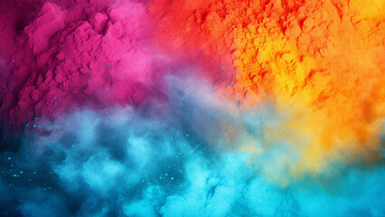Wall Mural - Colorful dust. An explosion of particles of bright colors. Colored background with lots of dust of different colors, explosion of colors.