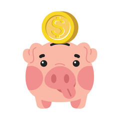 Wall Mural - piggy bank with coin money