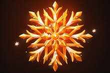  An Orange Snowflake On A Black Background With White Snowflakes On The Bottom And Bottom Of The Snowflakes.