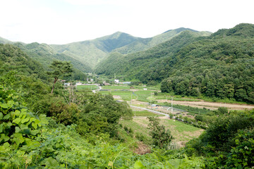 Sticker - mountain village scenery