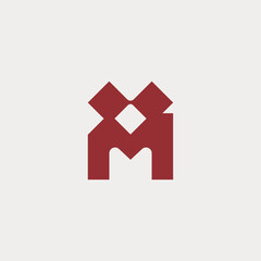 Wall Mural - Letter M Simple With Two Cube Icon. Initial M Logo Vector Design. Simple Initials Logo Identity