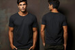 Male model in black t-shirt with space for your logo or design ai generated art