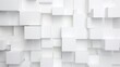 © Ashi - futuristic white 3d shapes wall background with copy-space, abstract 3d render