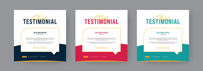 Wall Mural - client testimonial, customer testimonial banner, testimonial quote, client review banner design.