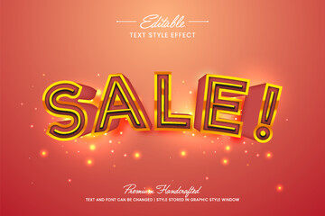 Poster - Glowing sale sign vector graphic style. Editable vector 3D text effect.