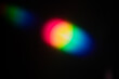 Multi-colored lens flare bokeh. A rainbow flare is similar to the flare on a photographic film. Abstract Bright Overlay Element