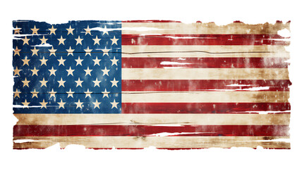 American flag of the United States of America background on wooden panel board banner with a distressed vintage weathered effect also known as the Stars and Stripes, png stock photo file