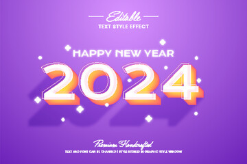 Poster - Happy new year 2024 vector graphic style. Editable vector 3D text effect.