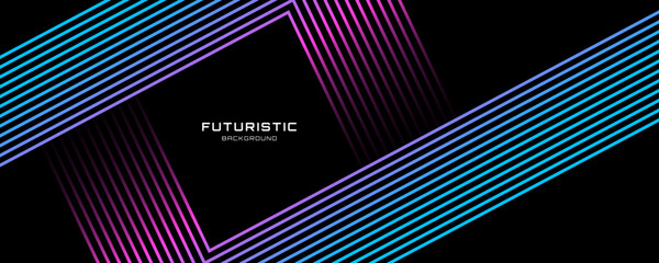 3d blue pink techno abstract background overlap layer on dark space with glowing lines shape decorat