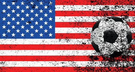 Wall Mural - Soccer Ball Grunge On USA Flag