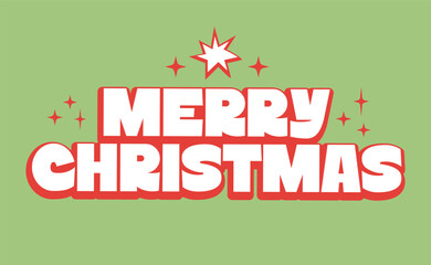 Wall Mural - Merry christmas lettering. Vintage design in green and red. Xmas typographic banner design.